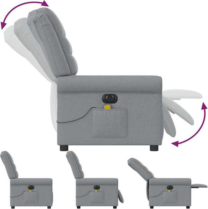 Actual product image vidaXL Massage chair electric light grey fabric