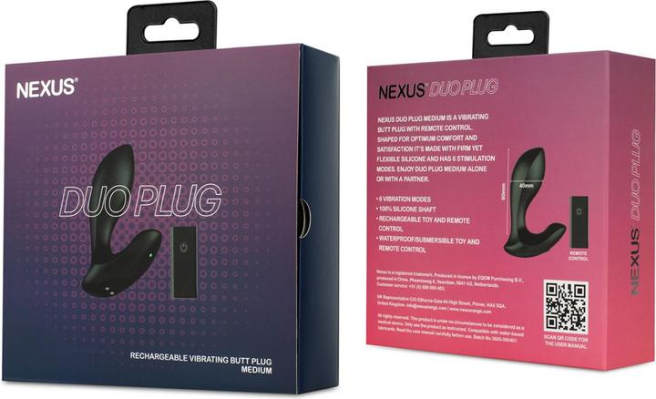 Produktbild Nexus Duo Fernbedienung Einsteiger Butt Plug Medium Schwarz