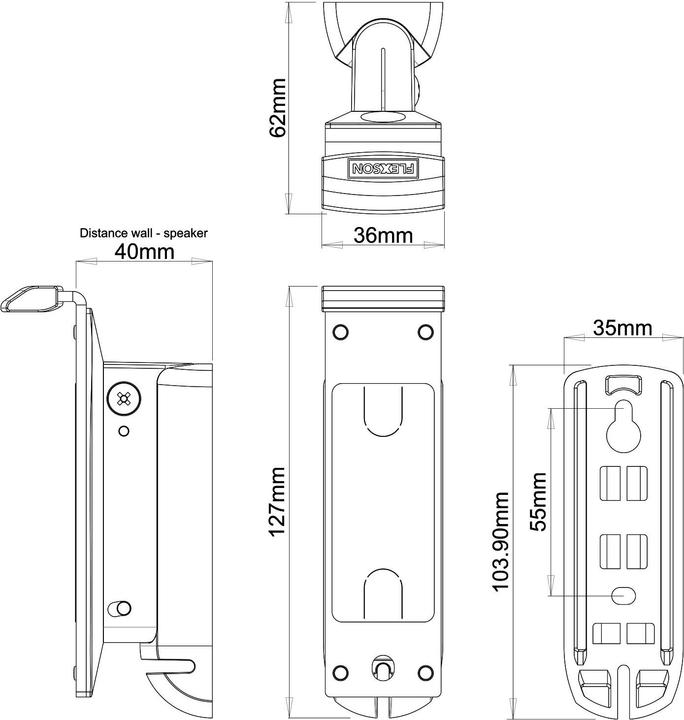 Produktbild Flexson Sonos Play:1 Wandhalterung, neig- und schwenkbar, single (1 Stk., Wandmontage, Neigbar, Schwenkbar)