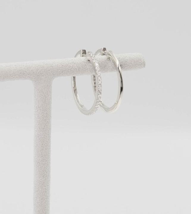 Image du produit Muau Créoles (Or blanc 750 brillants 0.26ct. 21mm avec 42 brillants)