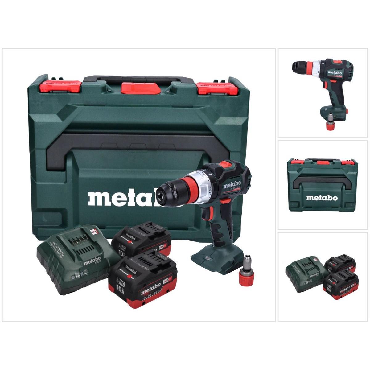 Metabo, Bohrmaschine + Akkuschrauber, BS 18 LT BL Q Akku Bohrschrauber 18 V 75 Nm Brushless + 2x Akku 10,0 Ah + Ladegerä...
