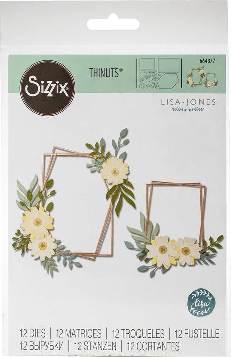 Actual product image Sizzix Thinlits Die Set 12PK Geo Floral Frame by Lisa Jones