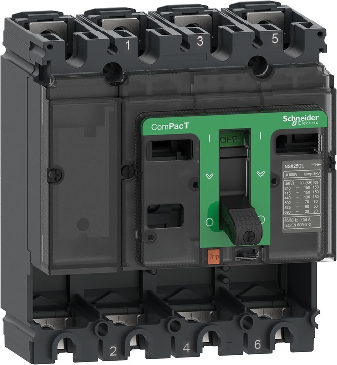 Actual product image Schneider Electric Maksimalafbryder uden strømrelae, ComPacT NSX160B, 25 kA ved 415 VAC 50/60 Hz, 160