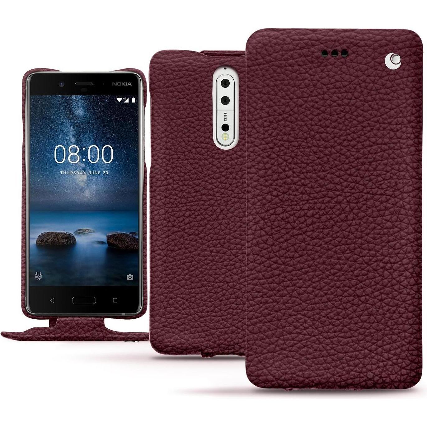 Noreve Lederschutzhülle vertikal (Nokia 8), Smartphone Hülle, Violett