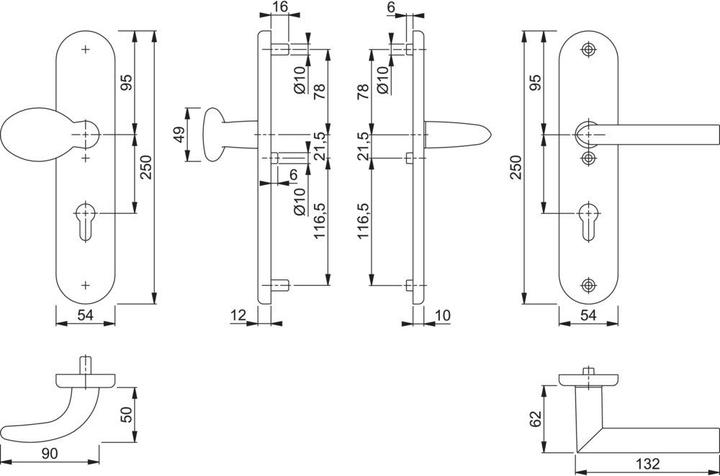 Actual product image Hoppe Protective fitting Stockholm 76G/3331/3410/1140 Aluminium F1 72 mm 42-47 mm (Door handle)