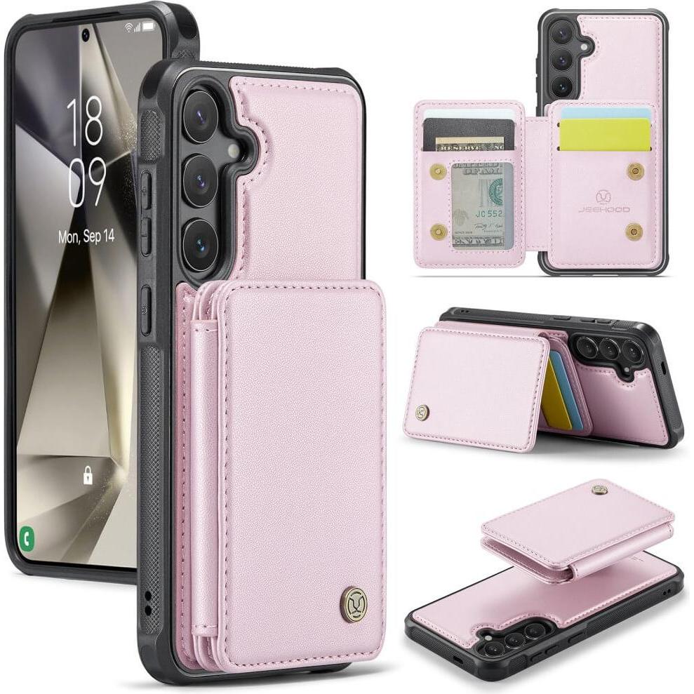 Cover-Discount 2-in-1 Backcover mit Kreditkarten-Etui (Samsung Galaxy S24+), Smartphone Hülle, Rosa