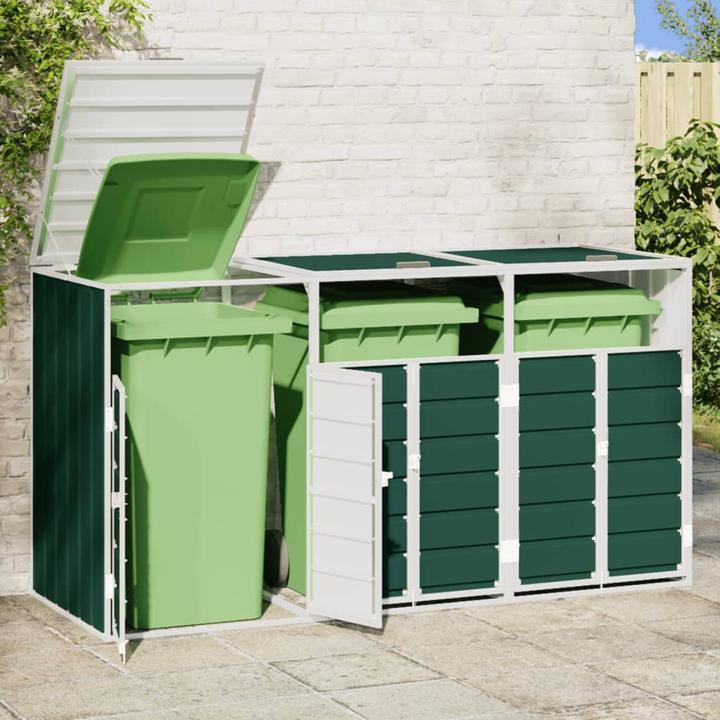 Image du produit vidaXL Abri pour poubelles 3 tonnes vert 216x81x115 cm acier