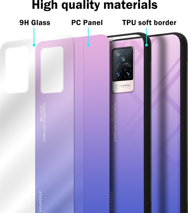 Productafbeelding Cadorabo TPU 2 Kleuren Glazen Hoesje (Vivo V21)