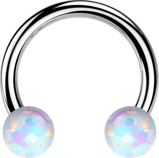 Produktbild Star Piercing Micro Threadless Circular Barbell silber mit zwei Opale weiss (Titan G23, ohne Messing)