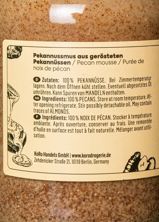 Nutritional values and ingredients KoRo Pecan butter made from roasted pecans (6000 g)