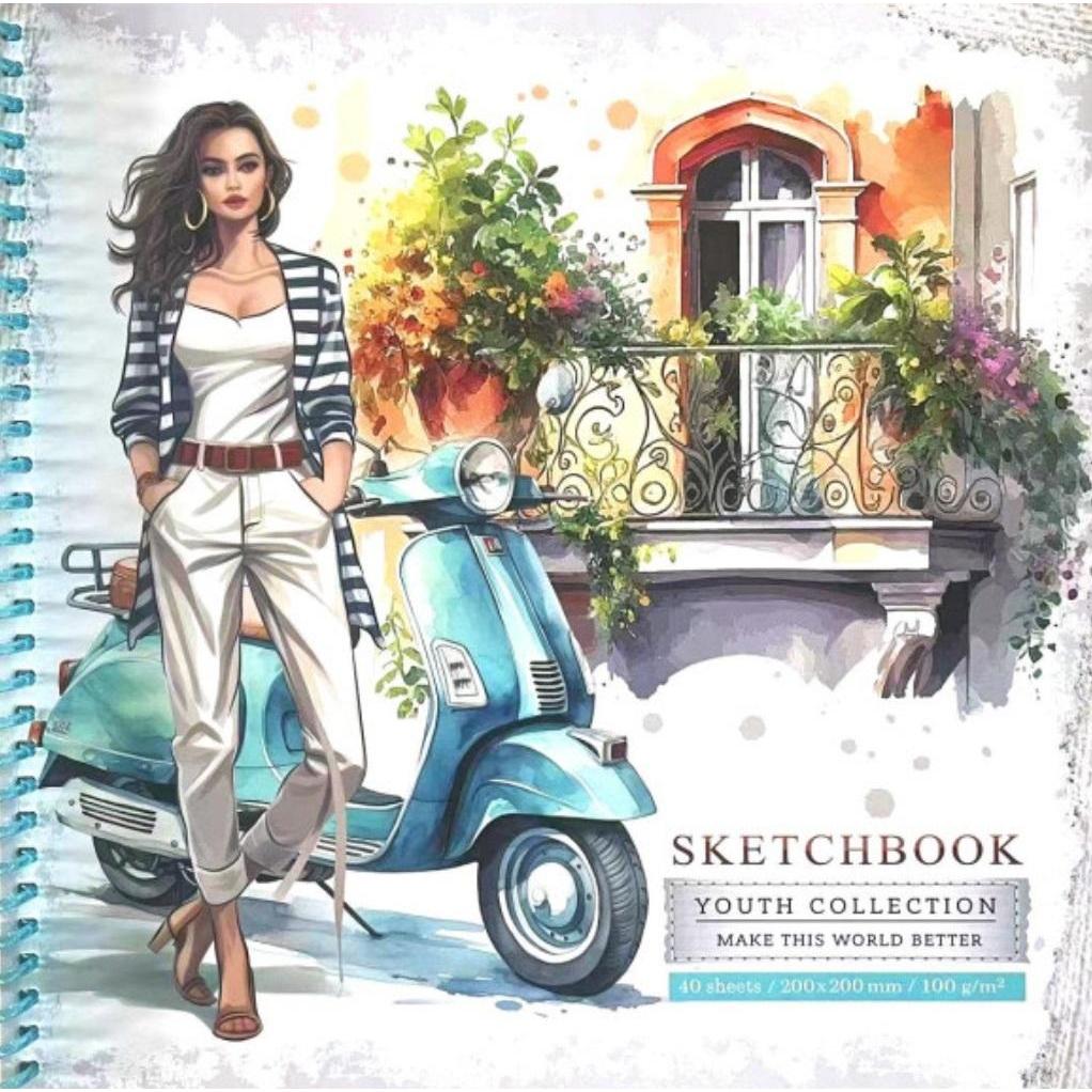 NoName, Quaderni + Bloc notes, Skizzenbuch 200x200/40K glatt Frau FRESH