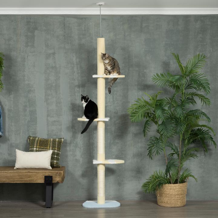 Produktbild PawHut Katzenbaum Spanplatte, Polyester Gelb (Gelb+Weiss+Blau)
