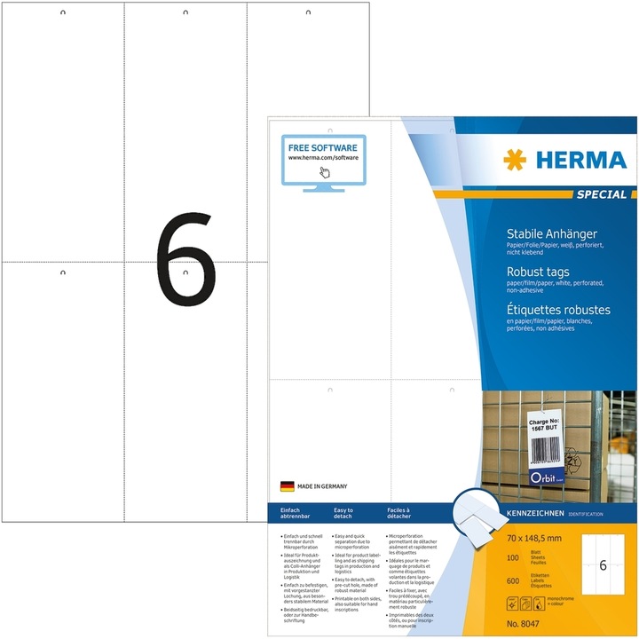 Actual product image Herma Attachment labels A4