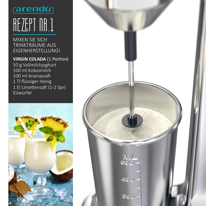 Image du produit Arendo Mixeur pour boissons avec gobelet de 500 ml (100 W)