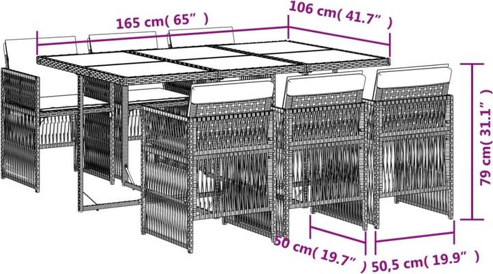 Actual product image vidaXL Garten Essgruppe (165 x 106 x 73 cm)