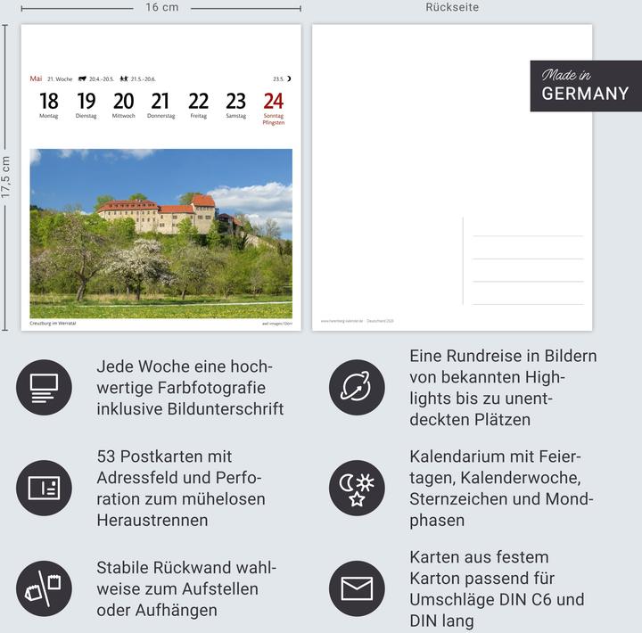 Image du produit Deutschland Sehnsuchtskalender 2026 - Wochenkalender mit 53 Postkarten