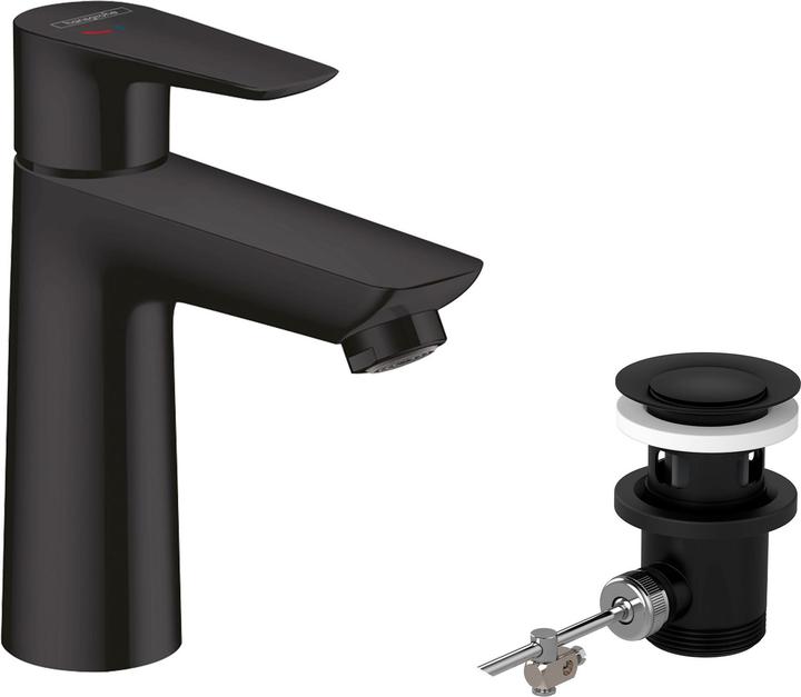 Productafbeelding hansgrohe TALIS E 110 wastafelmengkraan, met opklapbare afvoer, mat zwart