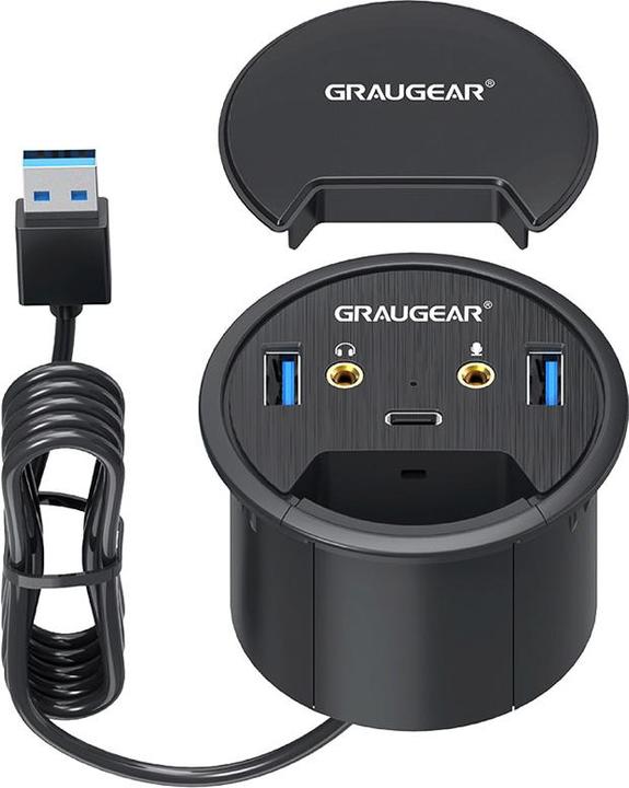 Produktbild Graugear Tablet USB 3.0 Tisch-Hub mit Audio- und Mikrofonanschluss (USB-A, 5 Ports)