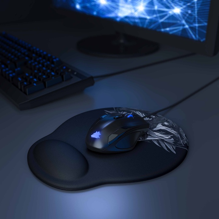 Produktbild Titanwolf Gaming Mauspad mit Handgelenkauflage, Office Gel Mausmatte mit Handgelenkpolster, schwarz