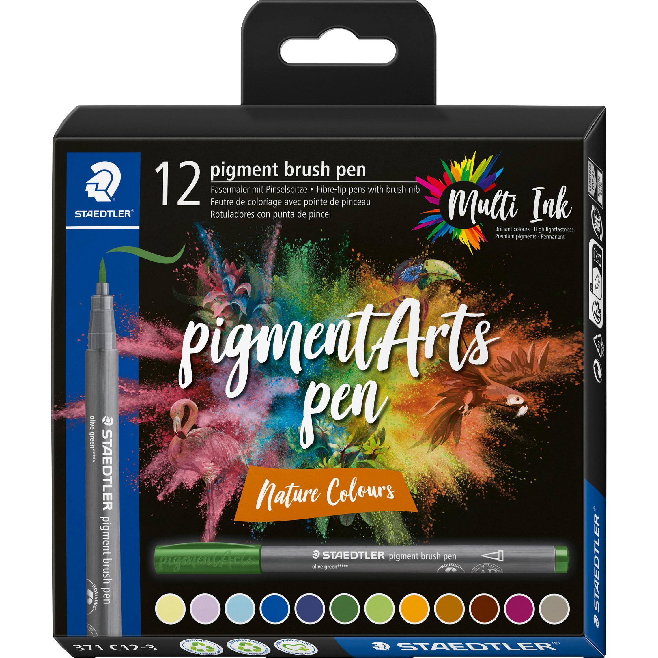 Staedtler, Malstifte, Fasermaler Pigment Arts Brush Pen Cool Colours (Cool Colours, 12 x)
