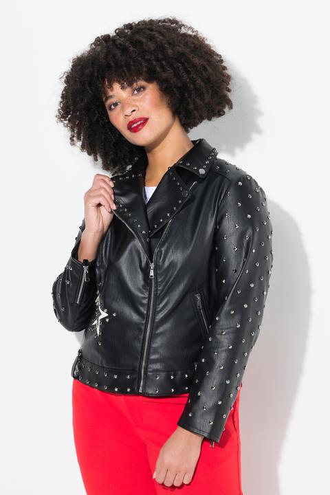 Produktbild Angel of Style Jacke, Bikerjacke, Lederoptik, Rosen-Rückendruck (46)