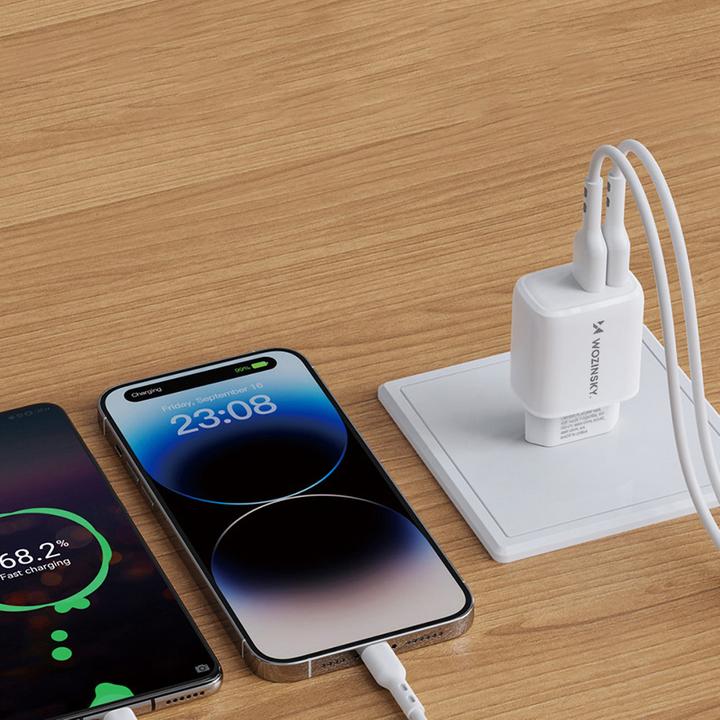 Actual product image Wozinsky CUWCW 2.4A 2 x USB-A wall charger - white (30 W, 2 ports)