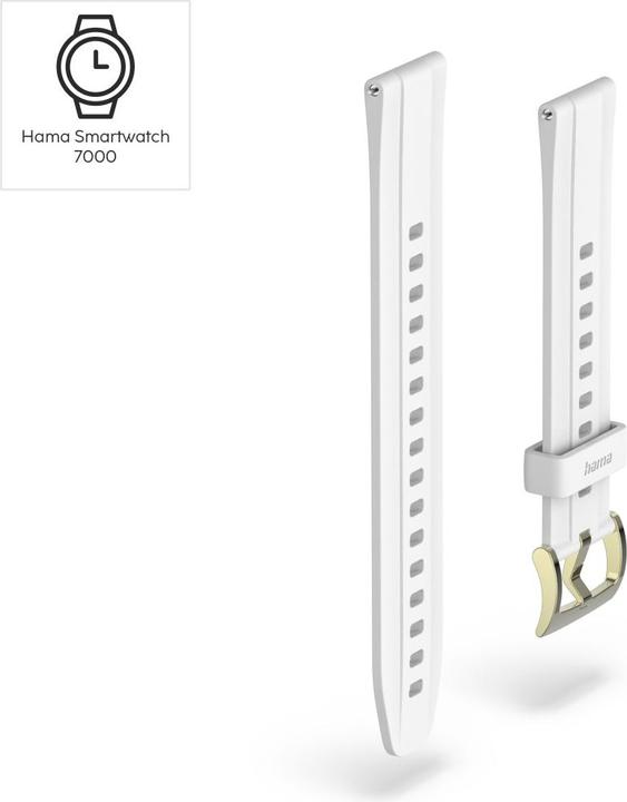 Image du produit Hama Armband zum Wechseln für Smartwatch 7000, Silikon, Weiss (18 mm, Acier inoxydable, Silicone)