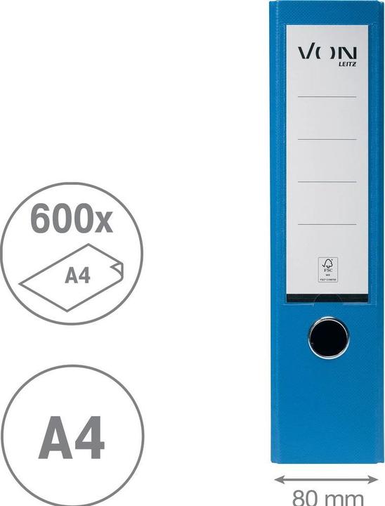 Produktbild von Ordner mit PP/Papier, 8 cm, Blau (A4, 80 mm, 1 Stk.)