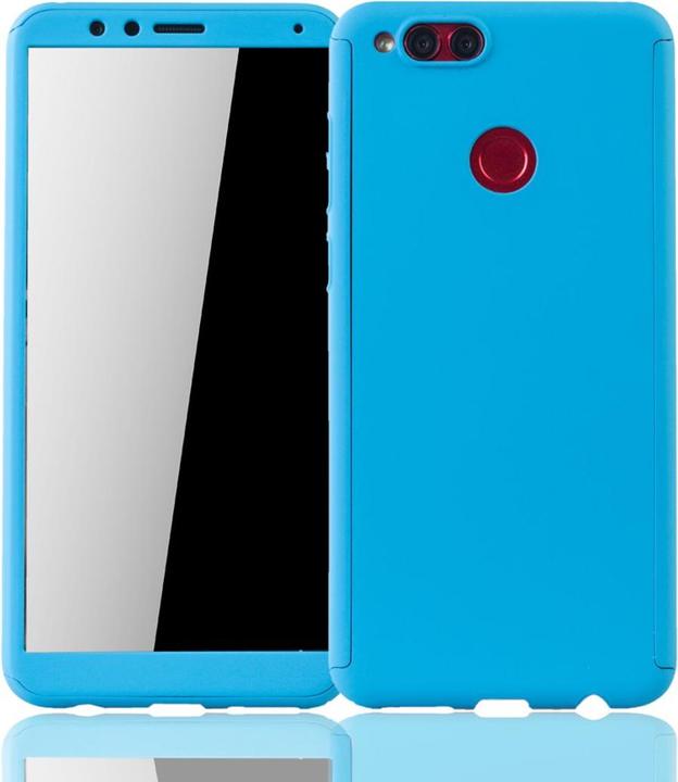 Produktbild König Design Hülle Handy Schutz für Huawei Honor 7X Full Case Cover Displayschutz Bumper Blau (Honor 7X)