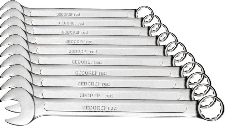 Actual product image Gedore Red red Combination spanner set, 10 pieces, SW 8-22, chrome vanadium steel, silver (10 mm, 19 mm, 29 mm, 7 mm, 8 mm)