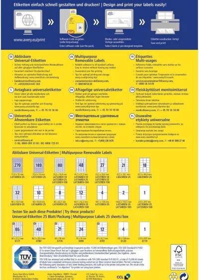 Actual product image Avery Universal labels, removable