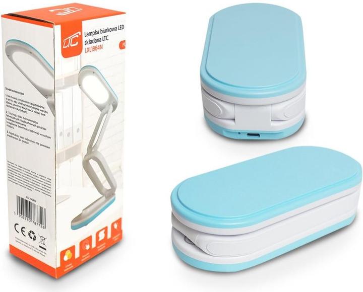 Actual product image Lasmex Collapsable LED desk Lamp 10W, 3000/4500/6000K, 1200mAh, blue, LTC