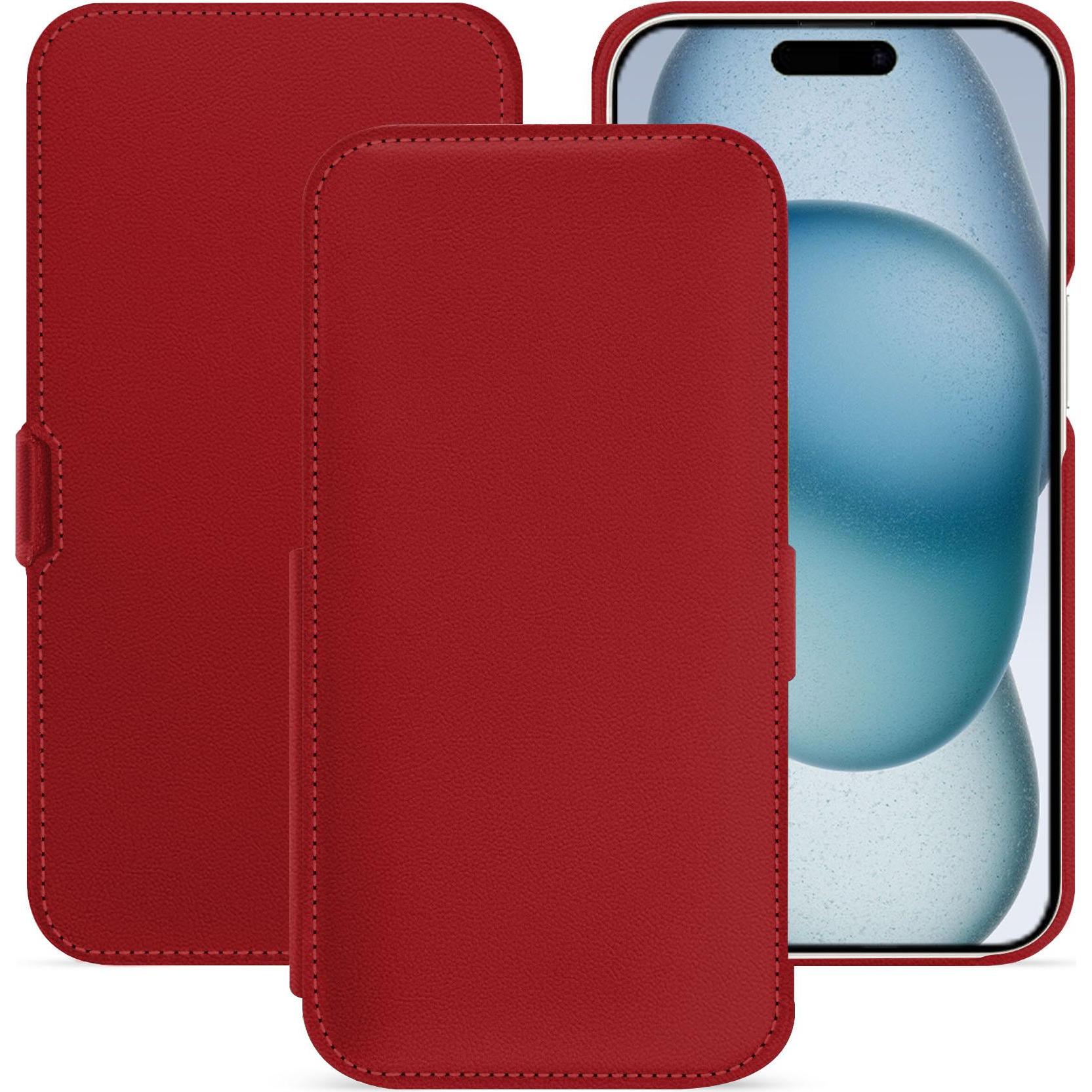 Noreve Lederschutzhülle horizontal (Apple iPhone 15), Smartphone Hülle, Rot