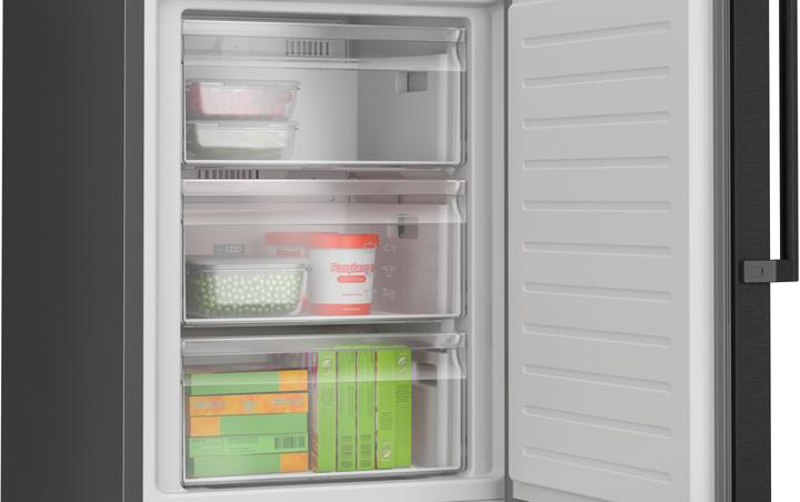 Produktbild Bosch Hausgeräte Series 4, free-standing fridge-freezer with freezer at bottom, 203 x 60 cm, Black stainless steel, M (363 l)