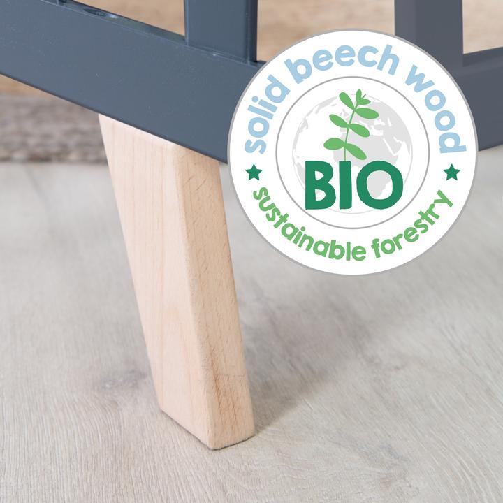 Actual product image Roba Playpen 75x100 cm with wooden feet Greyish quilted (73 cm, 98.50 cm, Beech)