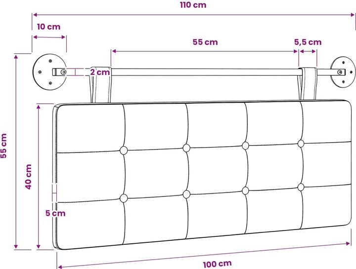 Actual product image vidaXL Schlafzimmer-Kopfteil (110 x 55 x 5 cm)