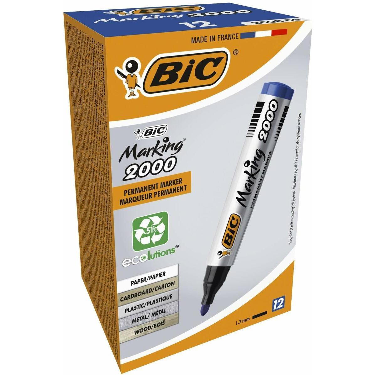 Bic, Marker, Permanentmarker Eco 2000 2-5 mm, blau, 12 Stück in einer Packung 000064 (Blau, 1.70 mm, 12 x)