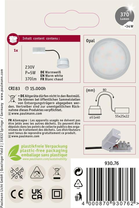 Produktbild Paulmann Coin Base (370 lm)