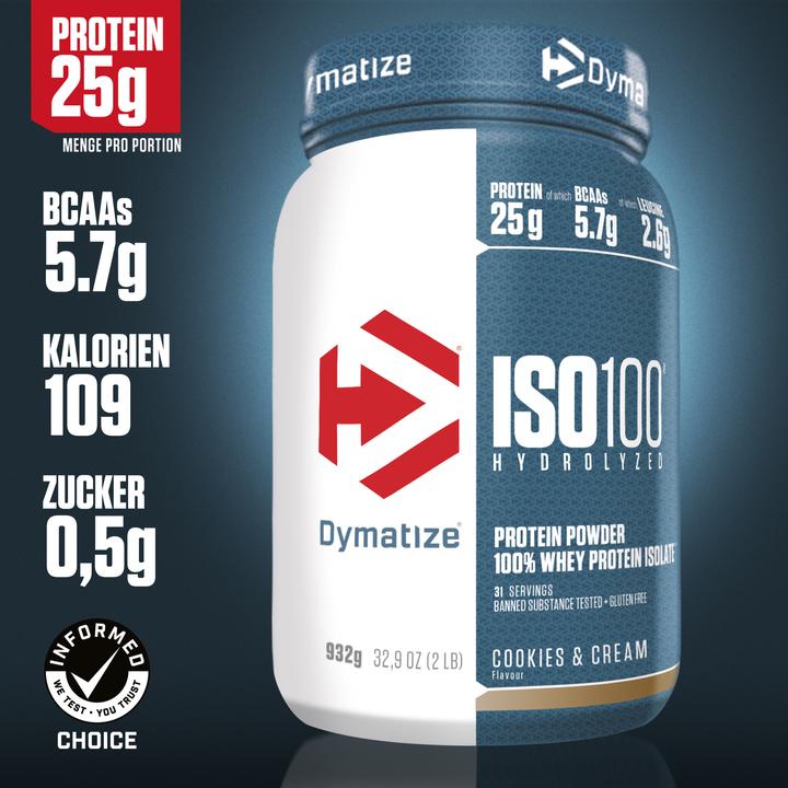Actual product image Dymatize Iso 100 Cookie & Cream (Cookies & Cream, 1 pcs., 932 g)
