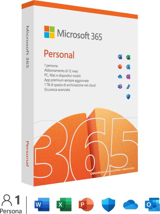 Produktbild Microsoft 365 Personal Box, Jahreslizenz, Italienisch (1 User, 12 Monate)