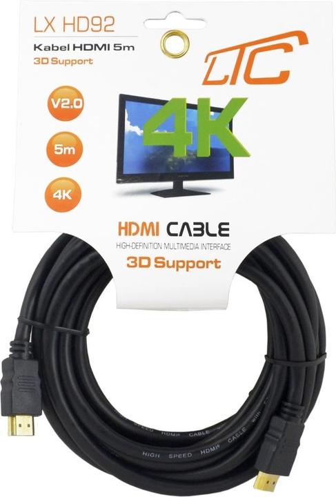 Actual product image Lasmex Cable HDMI-HDMI (v2.0 | 4K | 5 m) black (5 m, HDMI, 2.0)