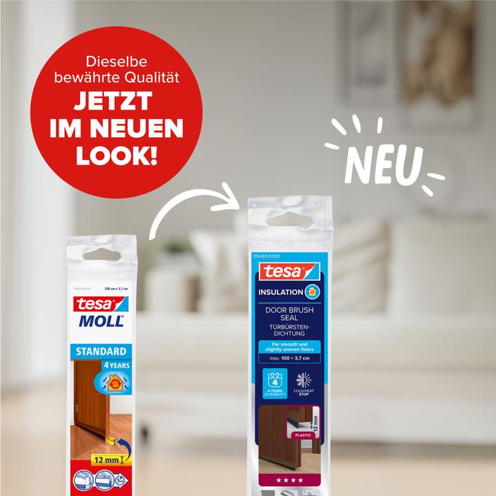 Produktbild tesa tesamoll STANDARD Türdichtschiene, selbstklebende Türdichtung für glatte Böden