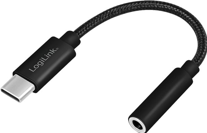 Actual product image LogiLink Cable USB-C to 3.5mm 0.13m Black (USB Type C, 3.5mm jack)