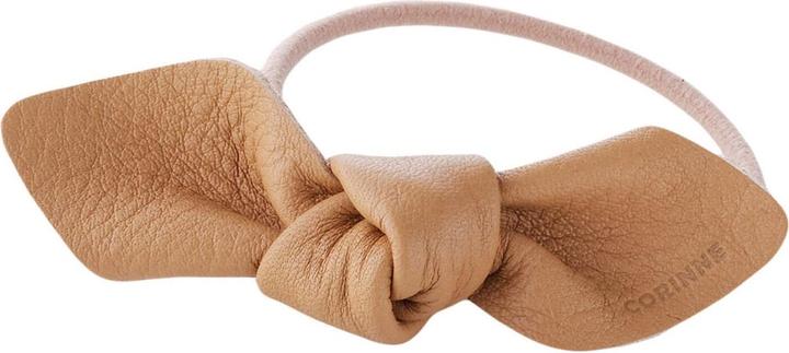 Image du produit Corinne World - Leather Bow Small Hair Tie Camel (Élastiques à cheveux)