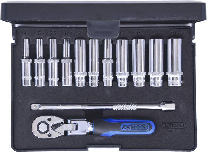 Actual product image KS Tools 1/4" CHROMEplus socket wrench set (12 mm, 10 mm, 11 mm, 13 mm)