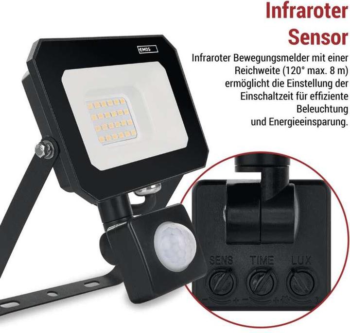 Produktbild Emos LED reflektor SIMPO mit Bewegungssensor, 20 W, neutralweiss (2000 lm)