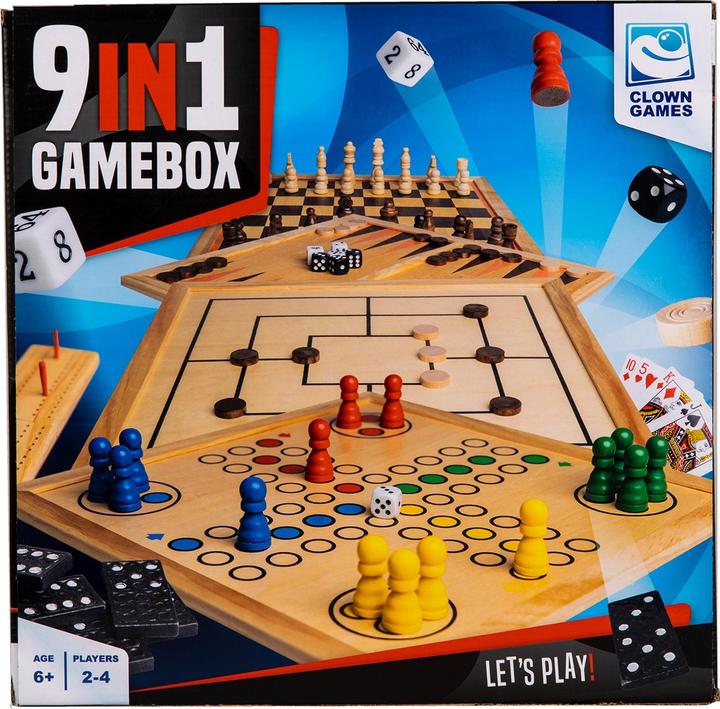 Produktbild Clown games 9-In-1 Game Wood (Italienisch, Französisch, Englisch, Spanisch, Deutsch, Niederländisch)