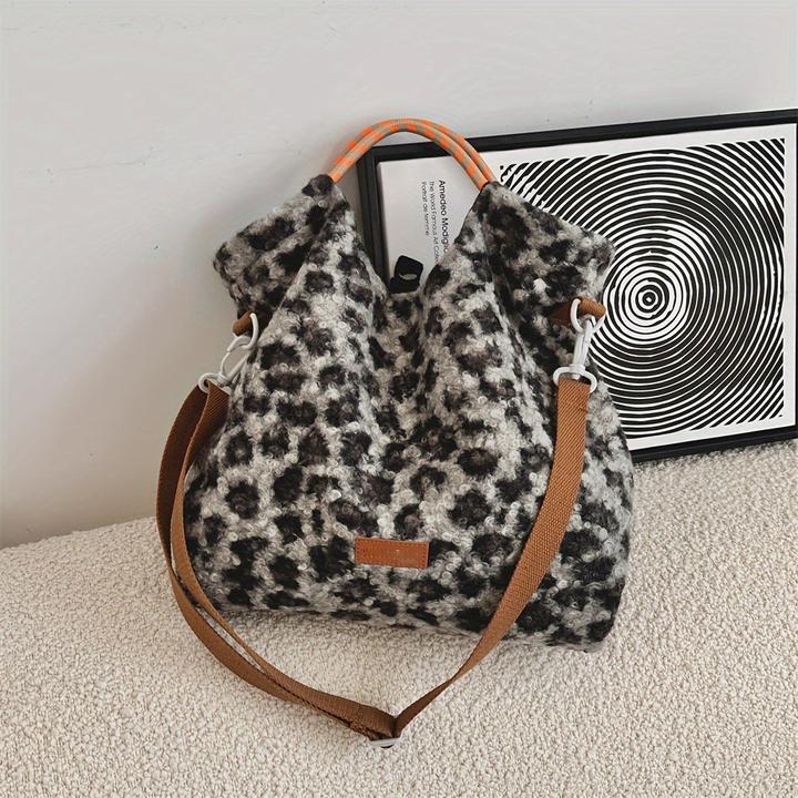 Only-Bags.Store Chic striped plush bag - versatile, fashionable shoulder and crossbody bag with detachable shoulder