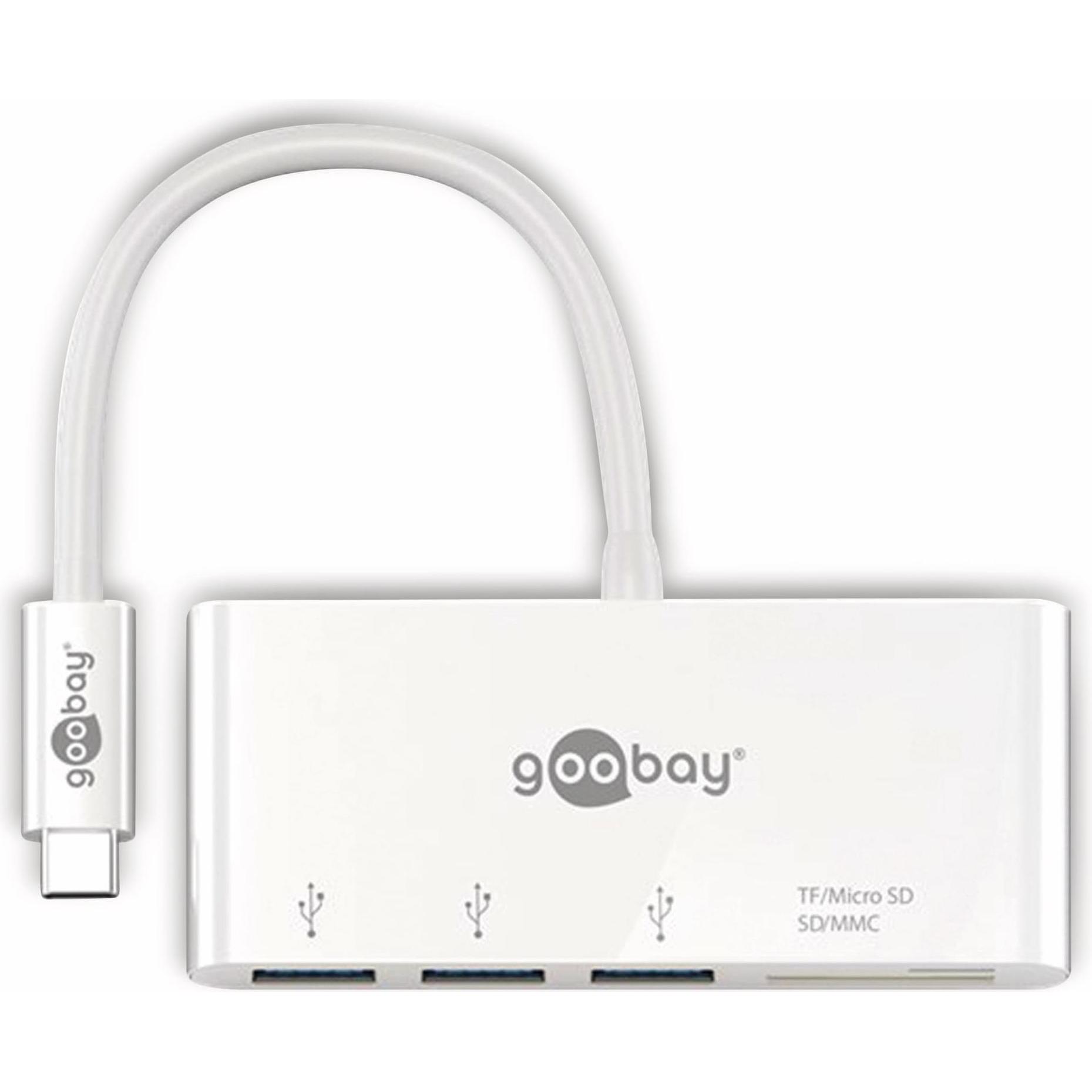 Goobay USB Typ-C zu (USB-C, 3 Ports), Dockingstation + USB Hub, Weiss