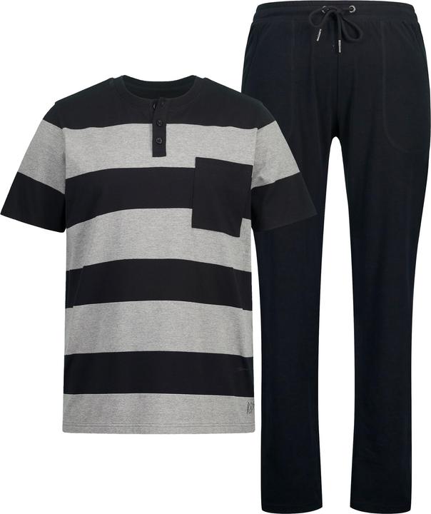 Produktbild JP1880 Schlafanzug, Homewear, OEKO-TEX, Zweiteiler, T-Shirt mit Ringeln, lange Hose (XXL)